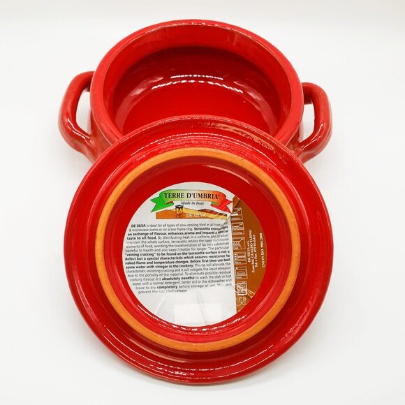 De Silva TERRE D'UMBRIA Terracotta Casserole Baking Pot with Lid in Rustic Red - Picture 3 of 7